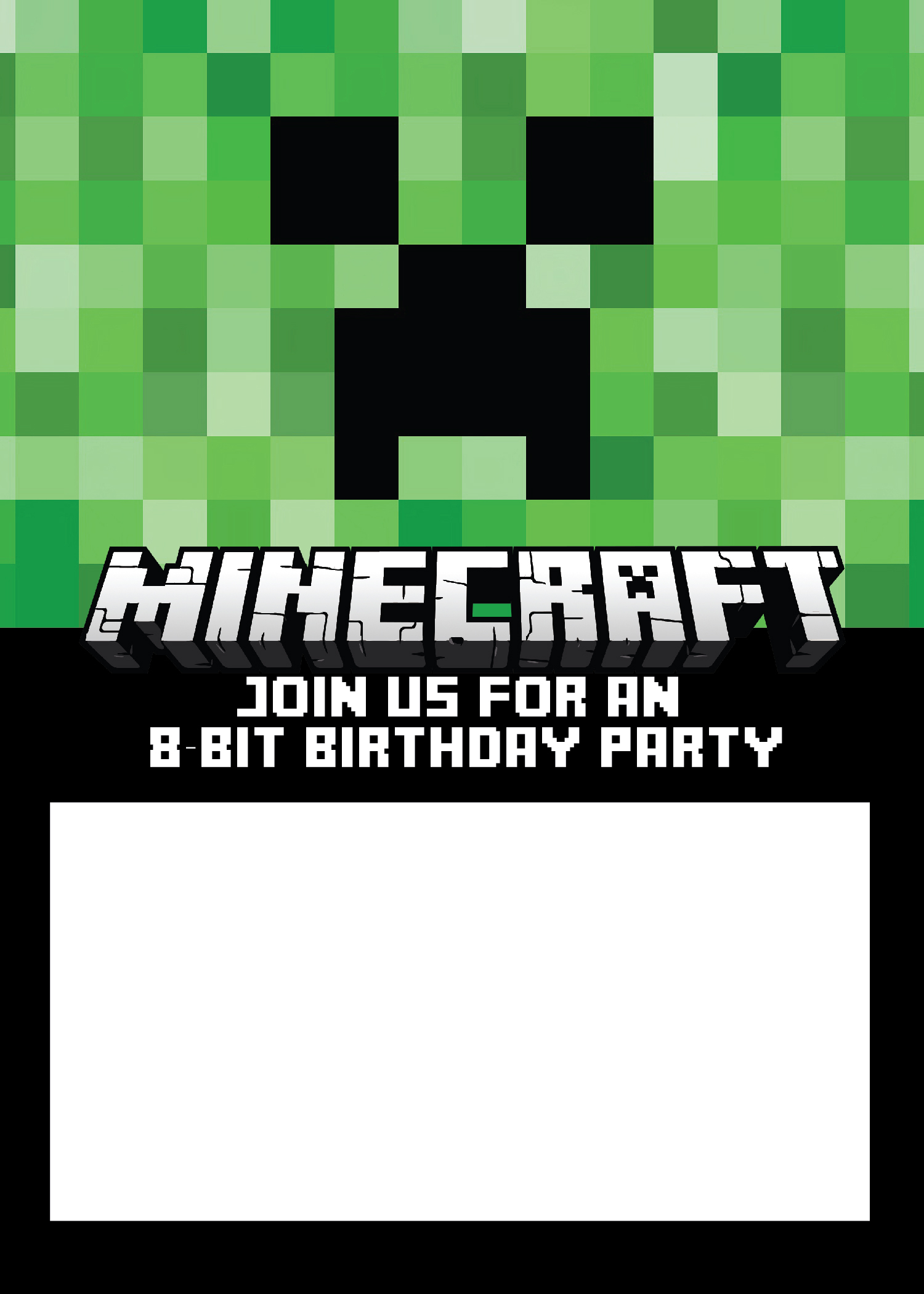 Free Minecraft Birthday Invitations Personalize For Print And Evite in sizing 1500 X 2100