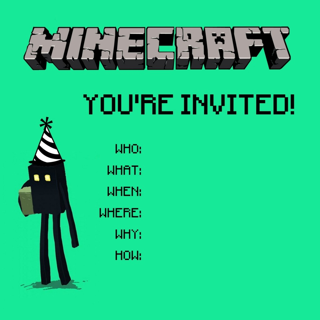 Free Minecraft Birthday Party Invitation Template Chainimage in sizing 1024 X 1024