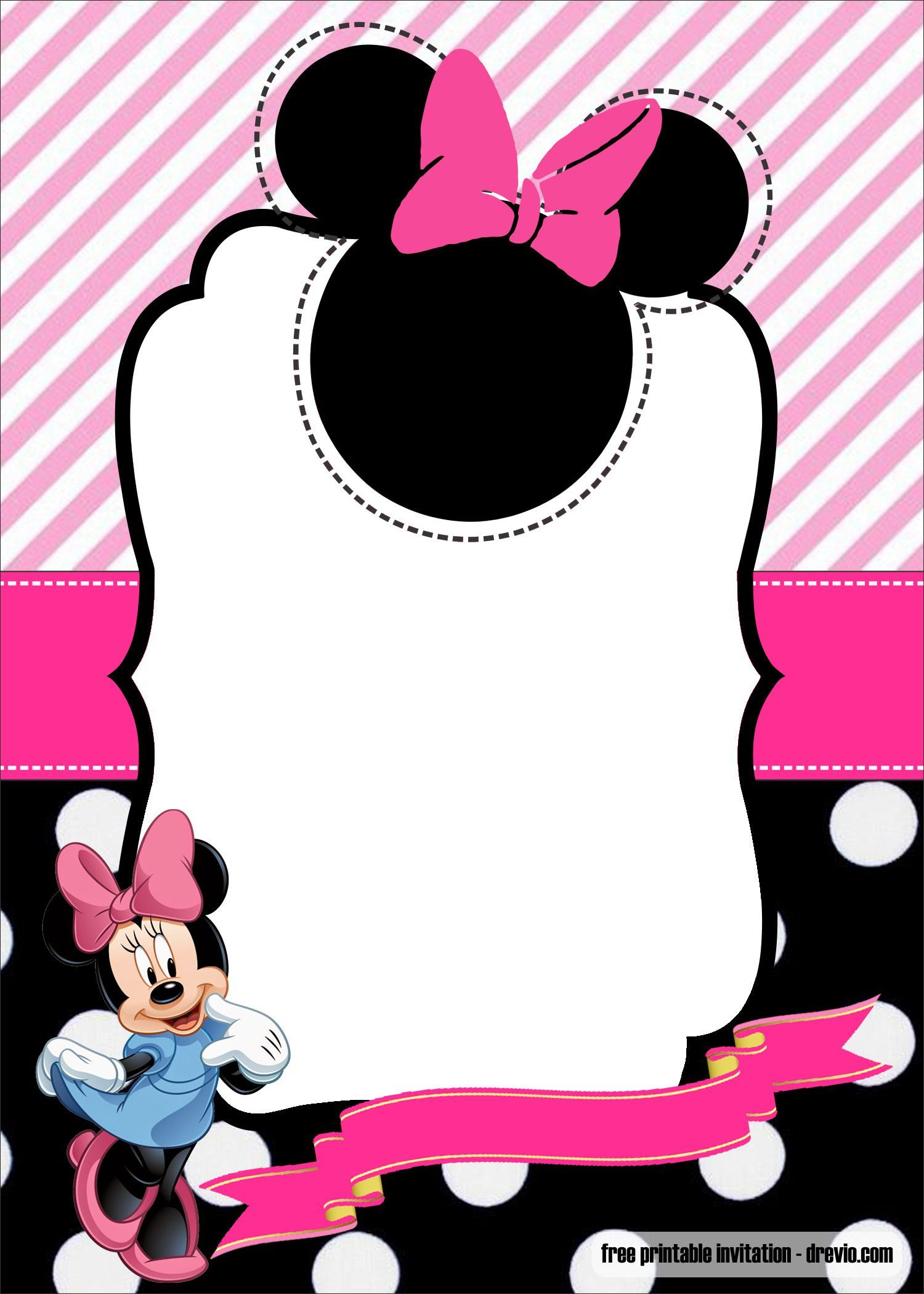 Free Minnie Mouse 1st Birthday Invitation Free Printable for dimensions 1500 X 2100