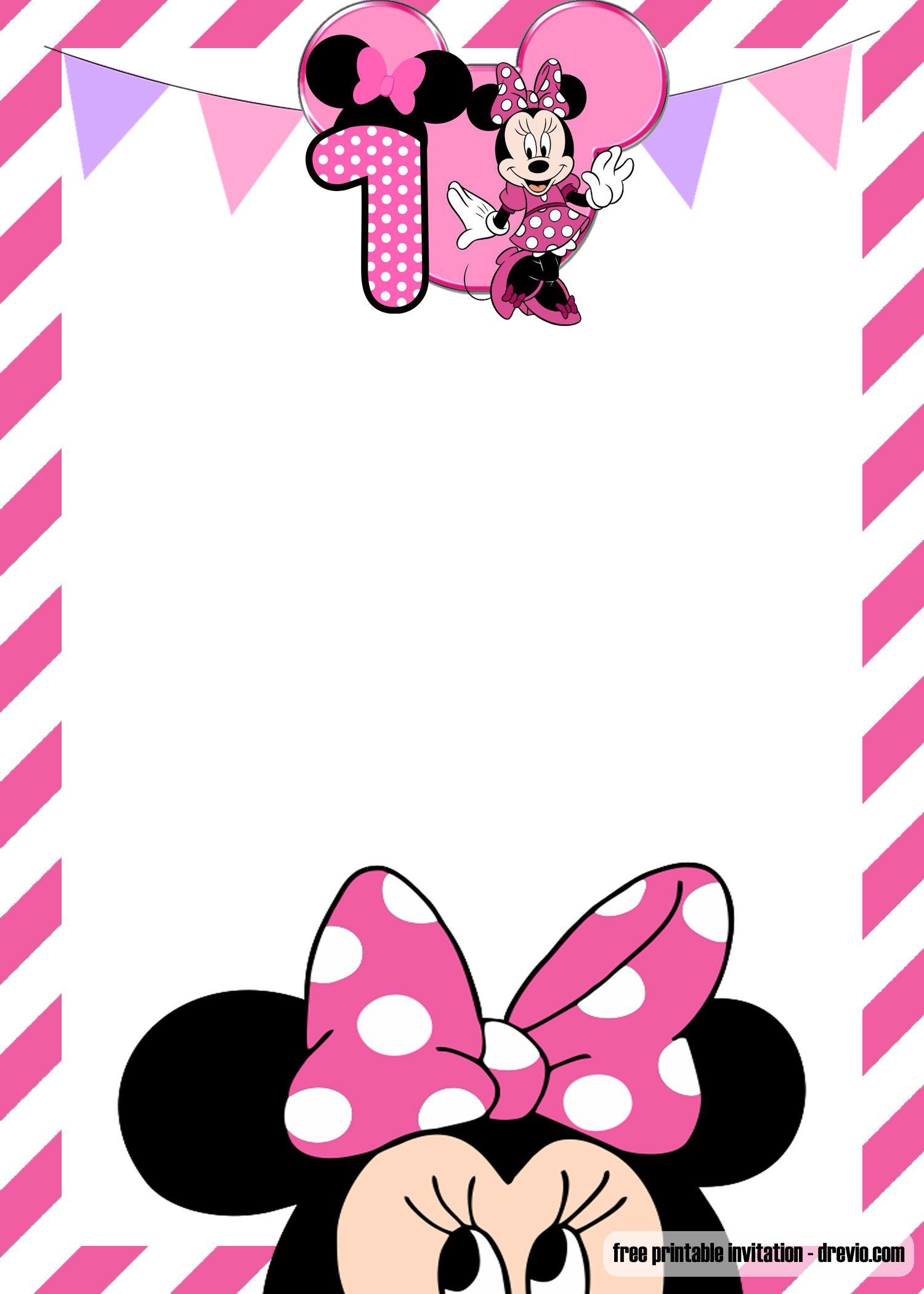 Free Minnie Mouse 1st Birthday Invitations Free Printable intended for dimensions 1500 X 2100