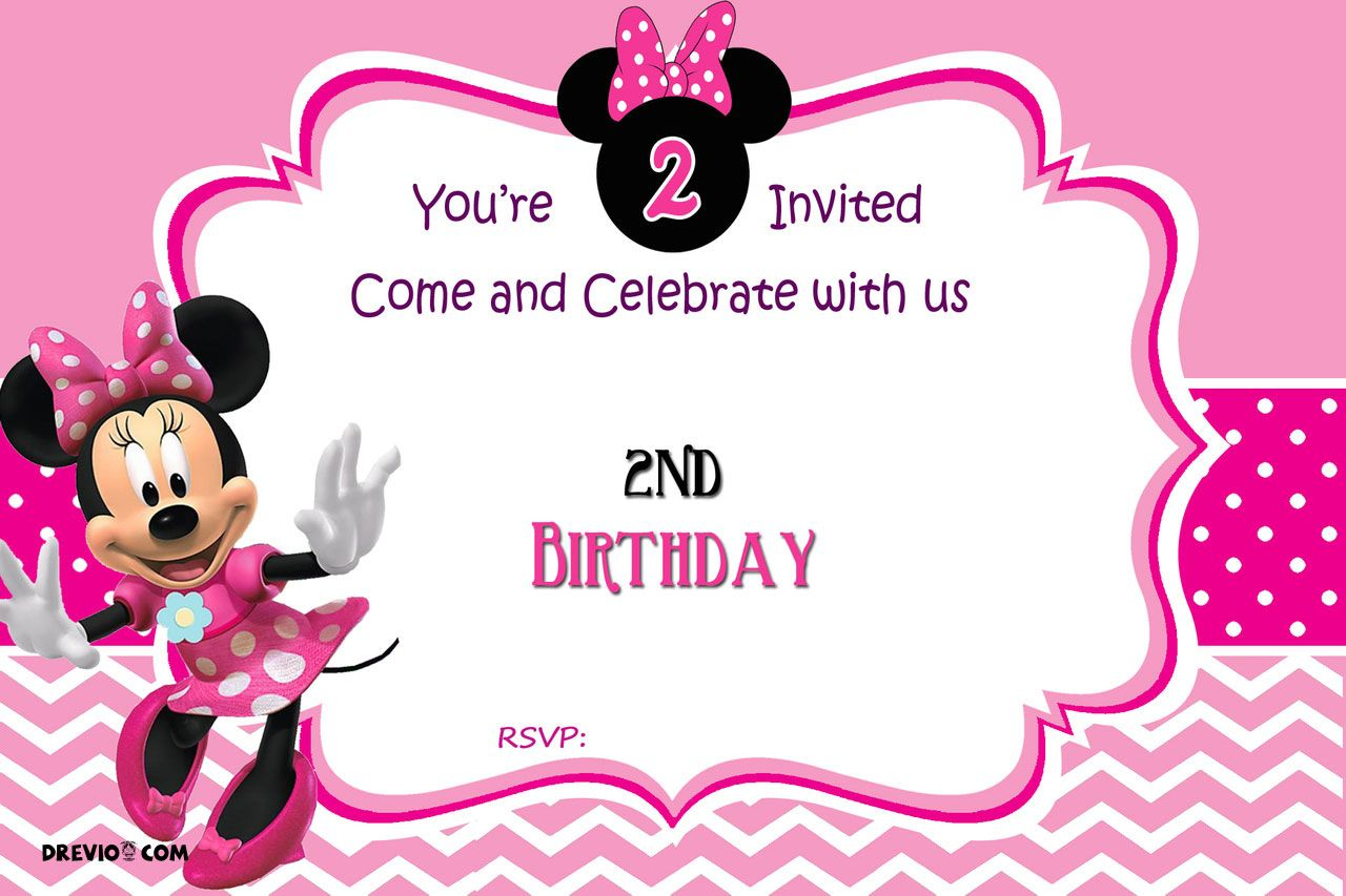 Free Minnie Mouse 2nd Birthday Invitation Free Printable with regard to size 1280 X 853