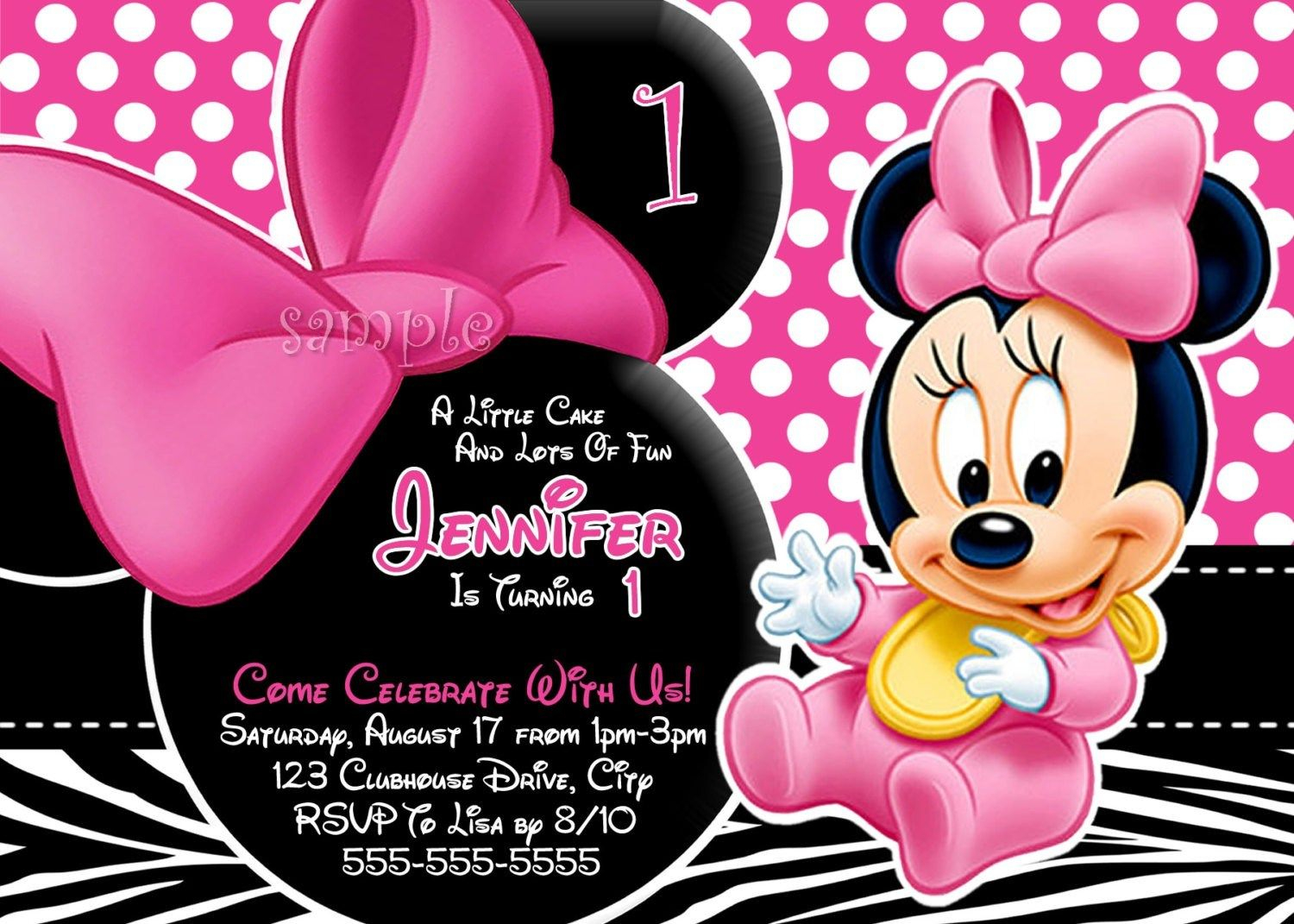 Free Minnie Mouse Invitation Template Minnie Mouse First Birthday throughout measurements 1500 X 1071
