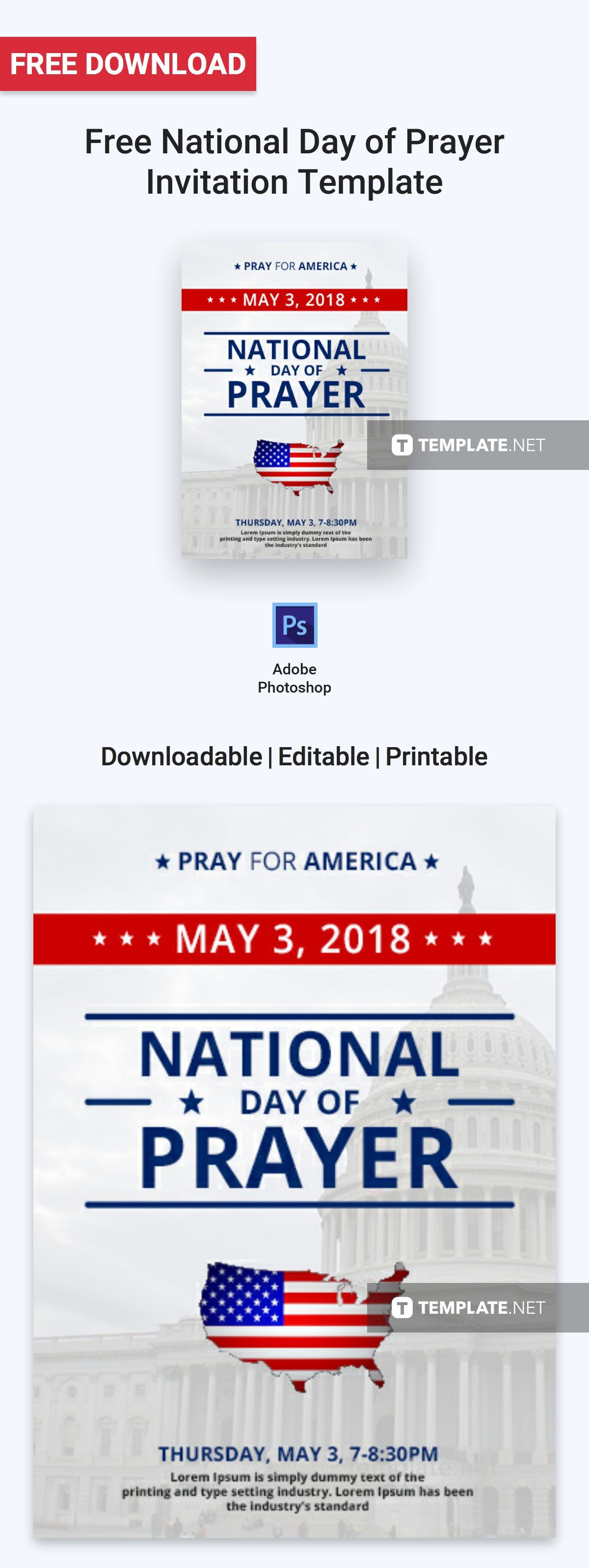 Free National Day Of Prayer Invitation Invitation Templates with regard to dimensions 1200 X 3190