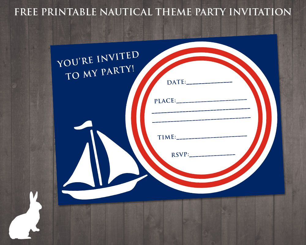 Free Nautical Party Theme Invitation Ru And The Rabbit pertaining to size 1000 X 800