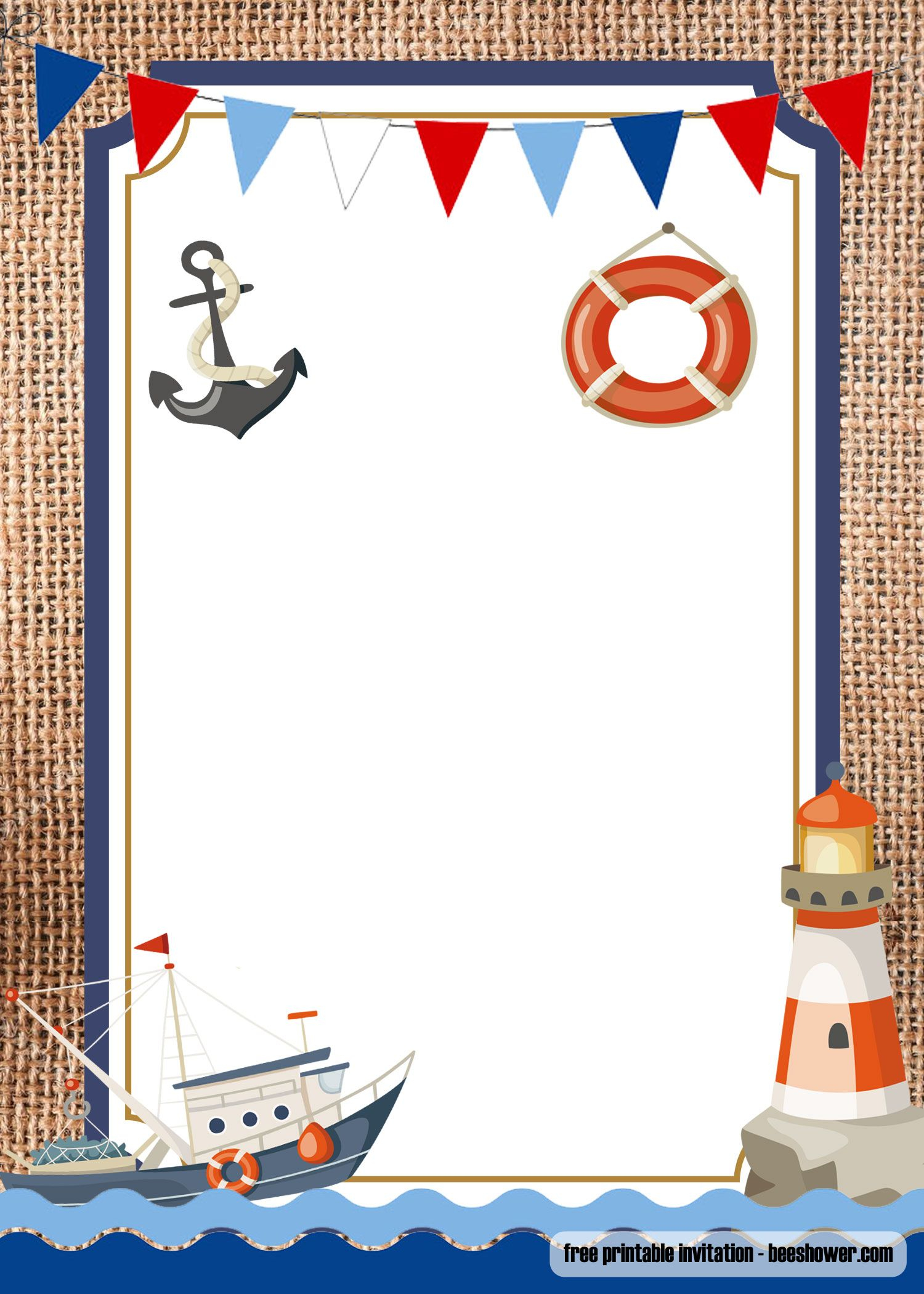 Free Nautical Theme Ba Shower Invitations Templates Bagvania throughout measurements 1500 X 2100