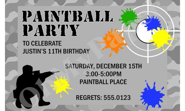 Free Paintball Party Invitation Template Paintball Party 2015 for sizing 1500 X 1095