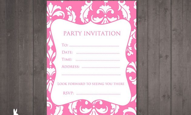 Free Party Invitation Pink Damask Party Ideas 13th Birthday in sizing 1000 X 800