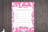 Free Party Invitation Pink Damask Party Ideas 13th Birthday regarding sizing 1000 X 800