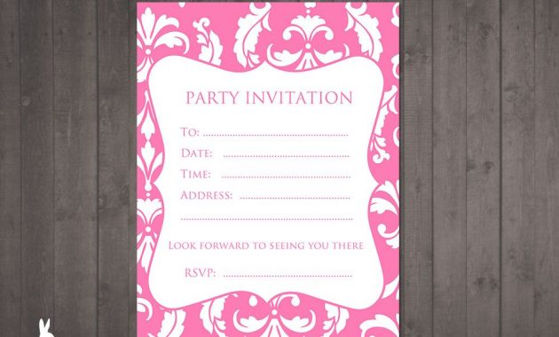 Free Party Invitation Pink Damask Party Ideas 13th Birthday throughout measurements 1000 X 800