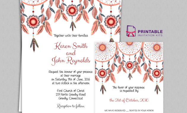 Free Pdf Boho Theme Dreamcatchers Wedding Invitation And Rsvp inside sizing 1000 X 1000