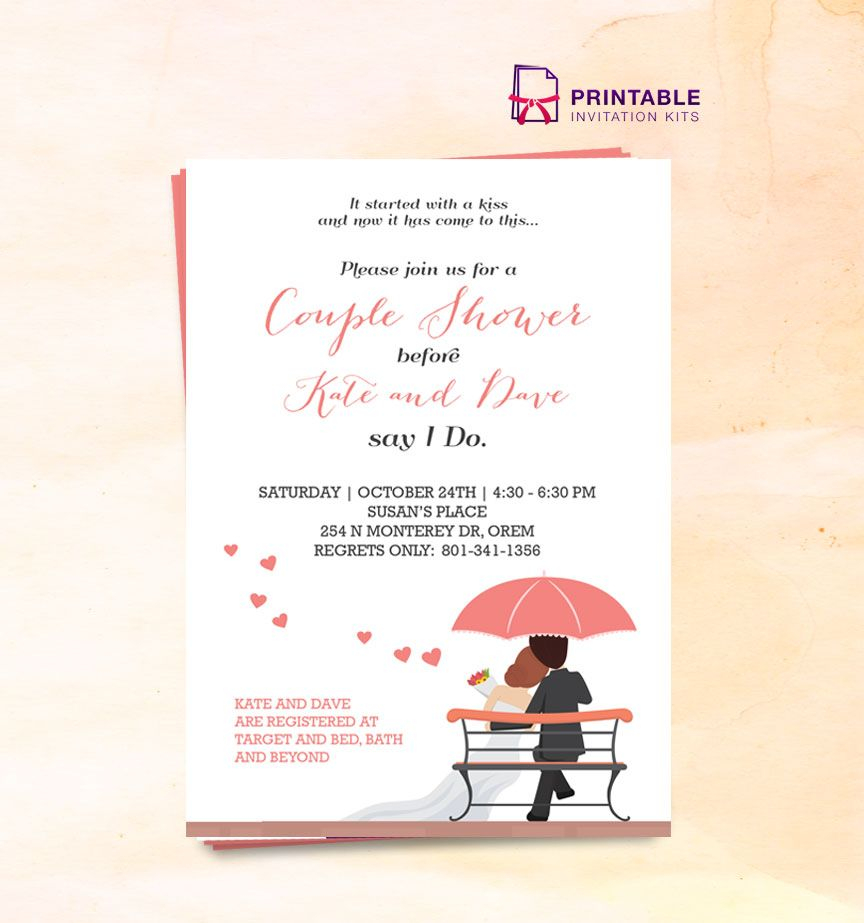 Free Pdf Couple Shower Wedding Invitation Template Edit The pertaining to sizing 864 X 923