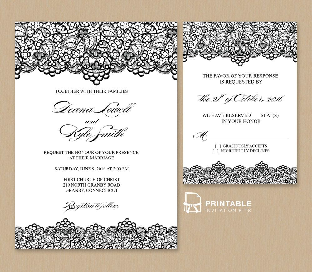 Free Pdf Wedding Invitation Template Black Lace Vintage Wedding in dimensions 1000 X 872