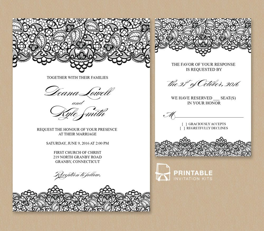 Free Pdf Wedding Invitation Template Black Lace Vintage Wedding in measurements 1000 X 872