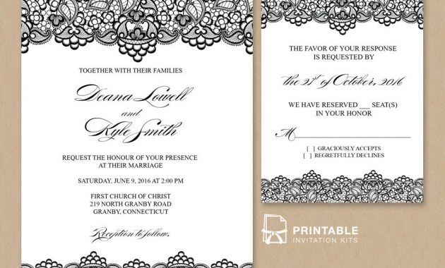 Free Pdf Wedding Invitation Template Black Lace Vintage Wedding with measurements 1000 X 872