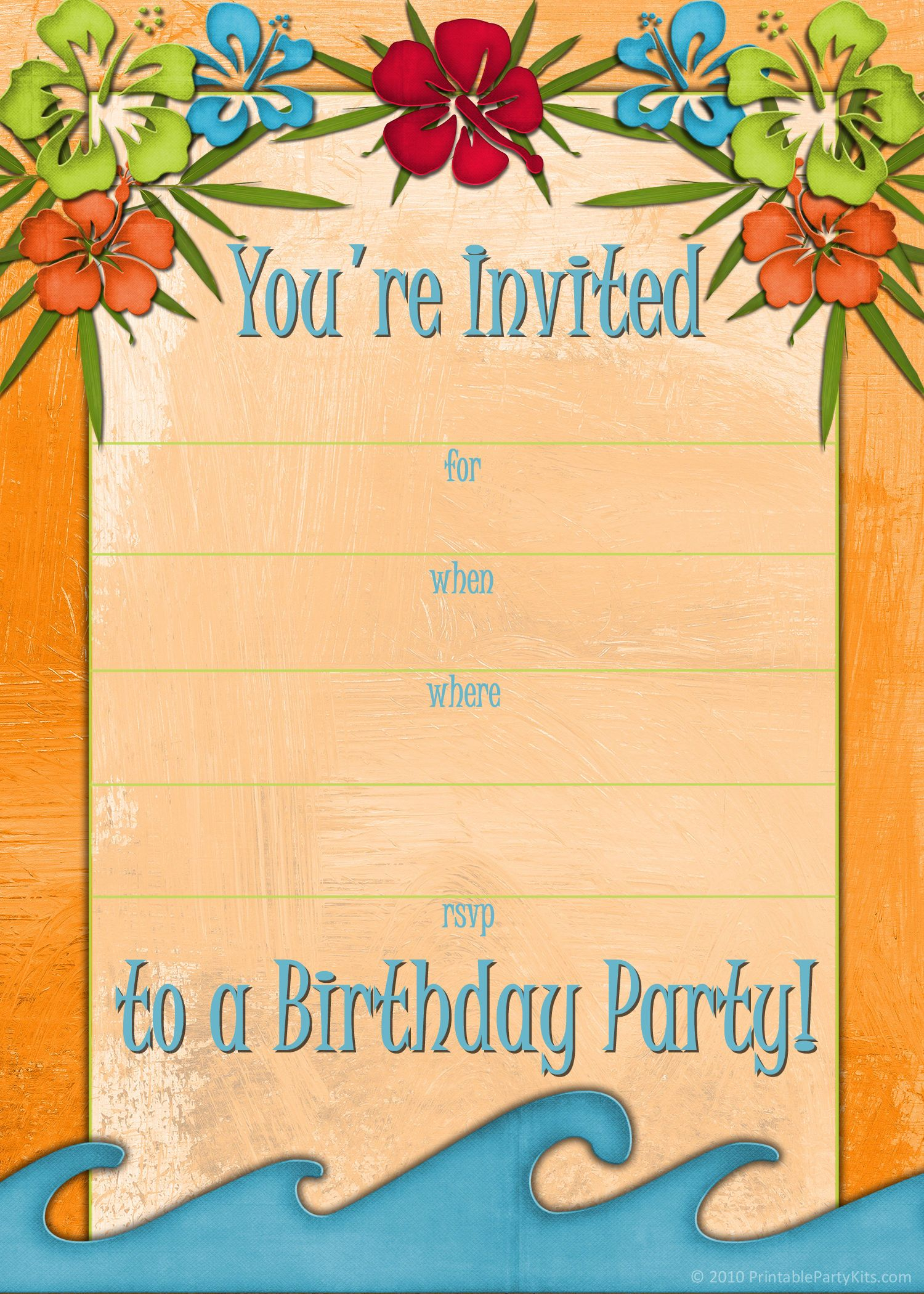 Free Printable Beach Party Luau And Bbq Invitations Templates throughout size 1500 X 2100