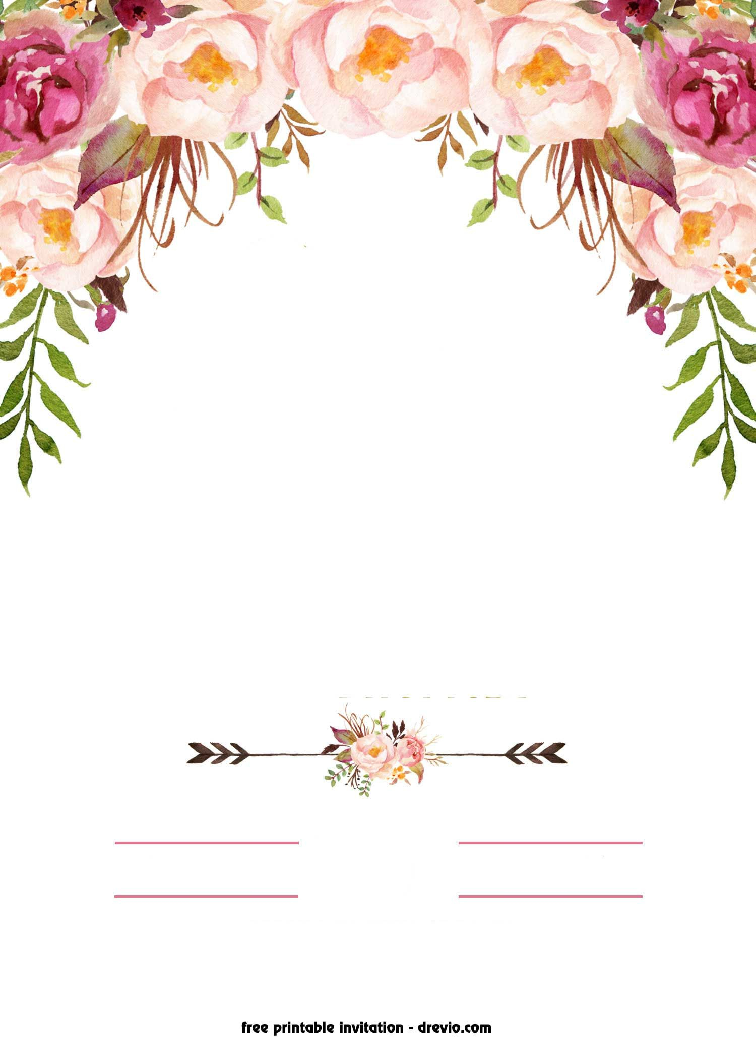 Free Printable Boho Chic Flower Ba Shower Invitation Template for sizing 1500 X 2100