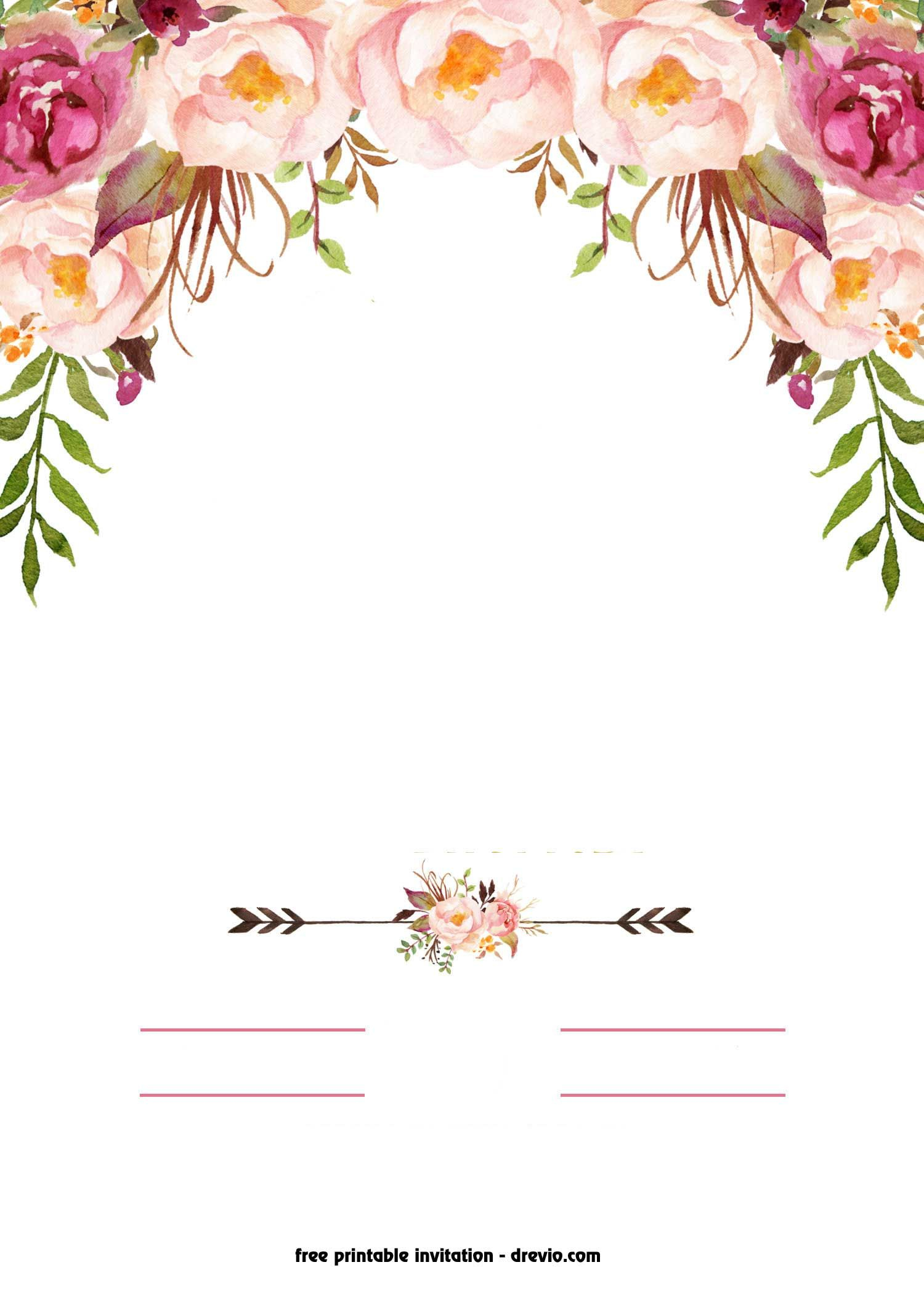 Free Printable Boho Chic Flower Ba Shower Invitation Template in measurements 1500 X 2100