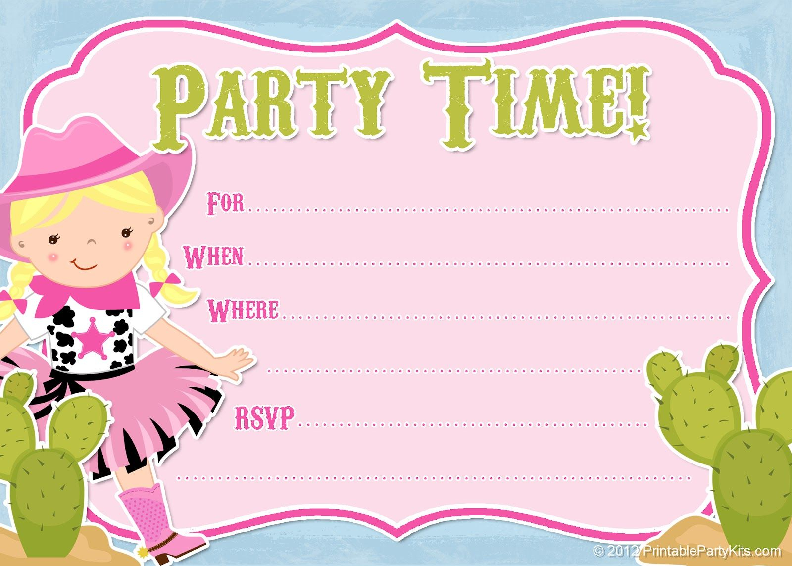 Free Printable Cowgirl Party Invitation From with size 1600 X 1143