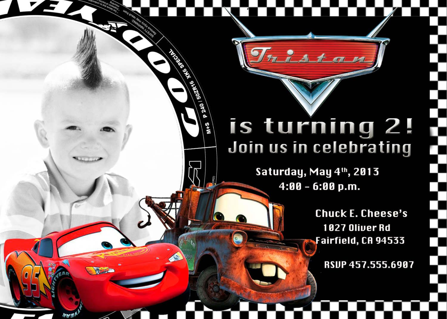 Free Printable Disney Cars 2 Birthday Invitations Cazs 1st regarding size 1500 X 1071