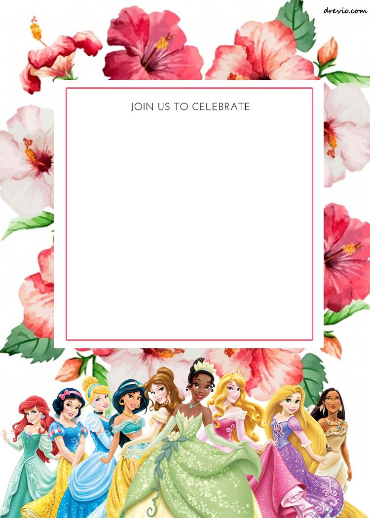 Free Printable Disney Princess Floral Invitation Template Disney inside measurements 750 X 1050