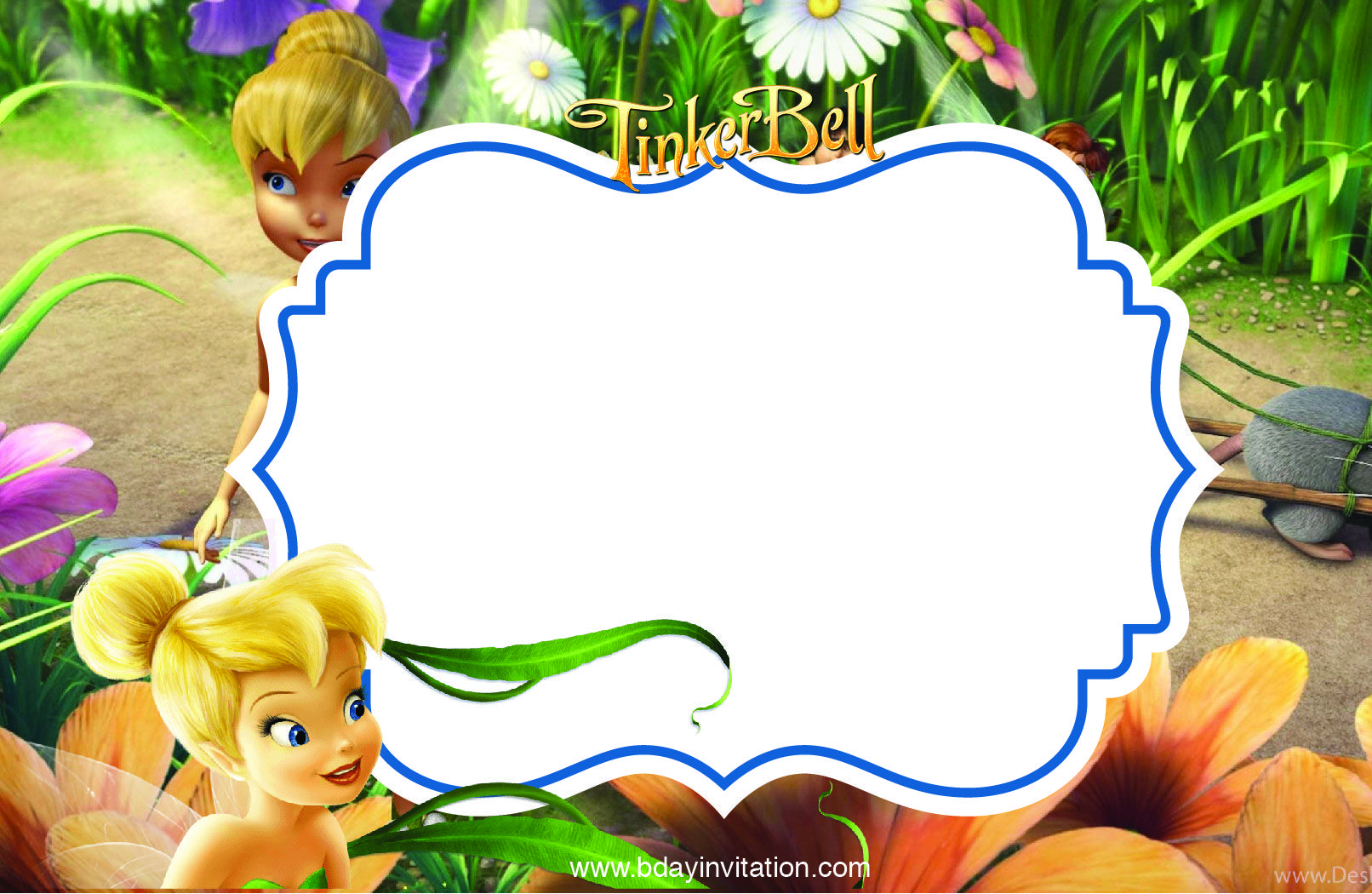 Free Printable Disney Tinkerbell Birthday Invitation Template inside dimensions 1612 X 1050