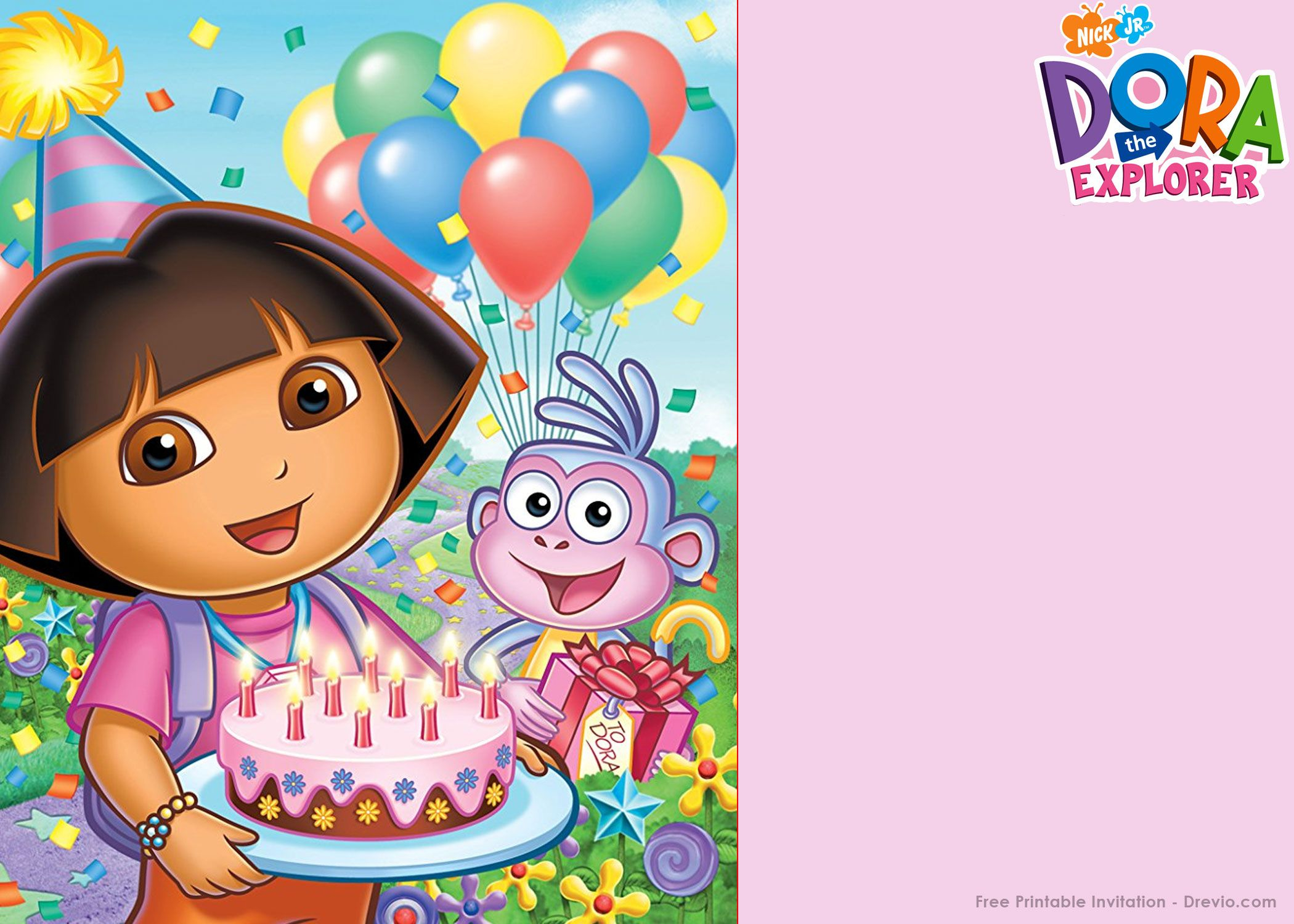 Free Printable Dora The Explorer Party Invitation Birthday for measurements 2100 X 1500