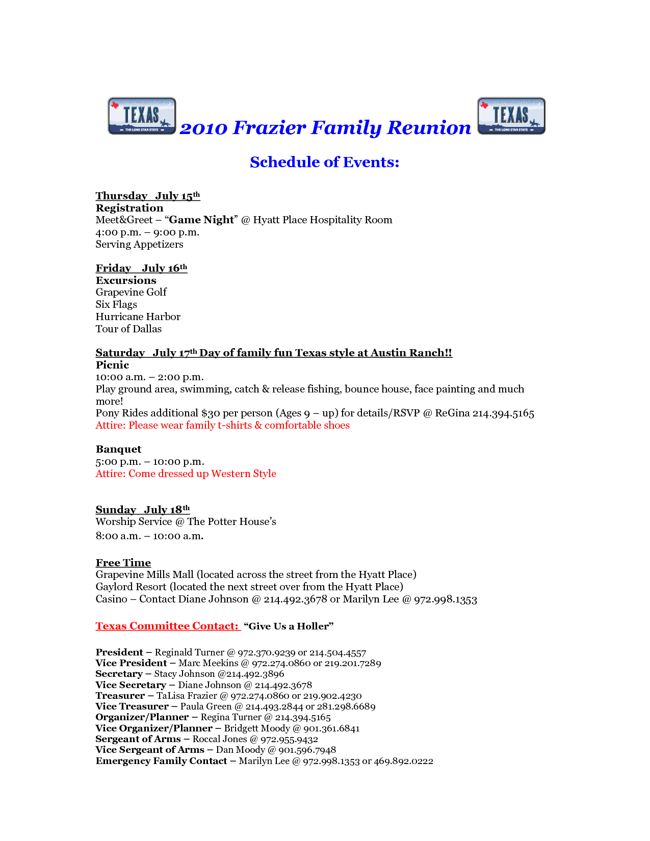 Free Printable Family Reunion Letters 2010 Frazier Family Reunion inside proportions 1275 X 1650