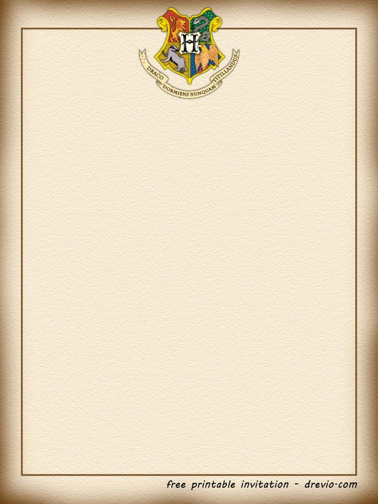 Free Printable Harry Potter Hogwarts Invitation Template Harry regarding measurements 768 X 1024