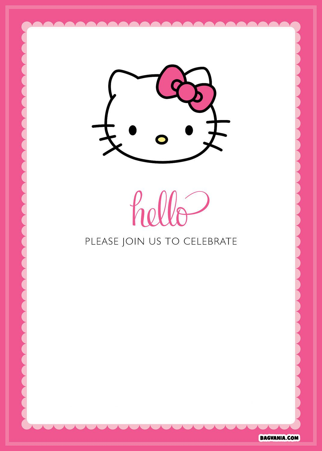 Free Printable Hello Kitty Birthday Invitations Bagvania Free for size 1071 X 1500