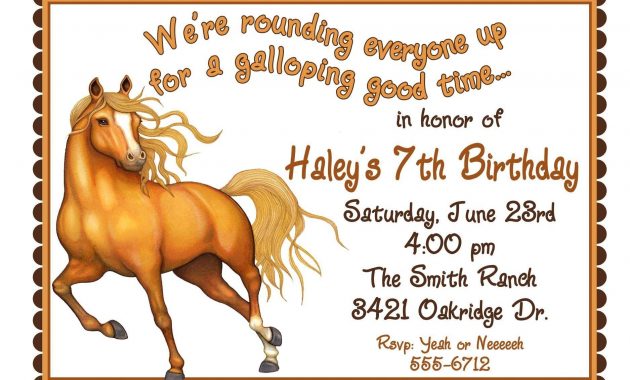 Free Printable Horse Birthday Invitations Birthday Invitations throughout size 1875 X 1350