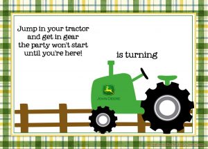 Free Printable John Deere Tractor Birthday Birthday Invitation intended for size 1500 X 1071