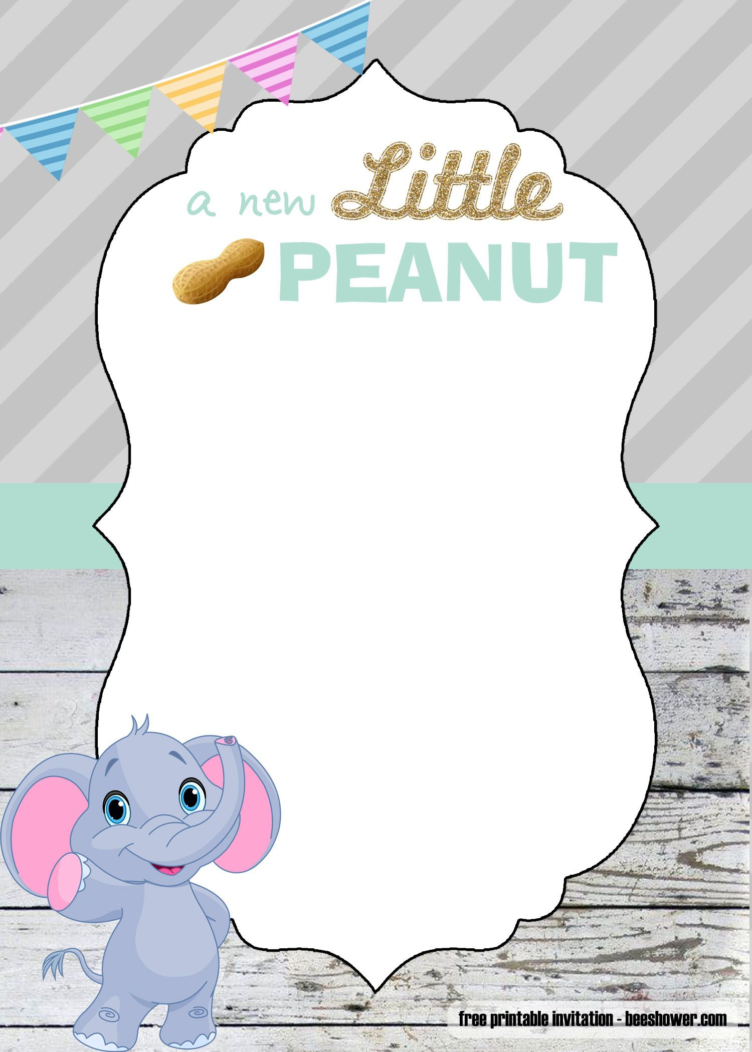 Free Printable Little Peanut Elephant Invitation Templates pertaining to sizing 1500 X 2100