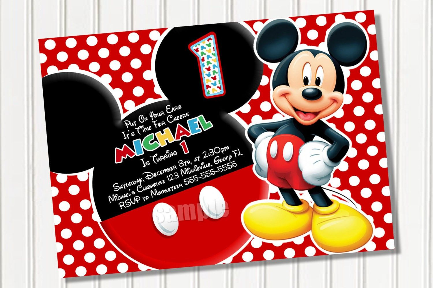 Free Printable Mickey Mouse 1st Birthday Party Invitations Diy with measurements 1500 X 1000