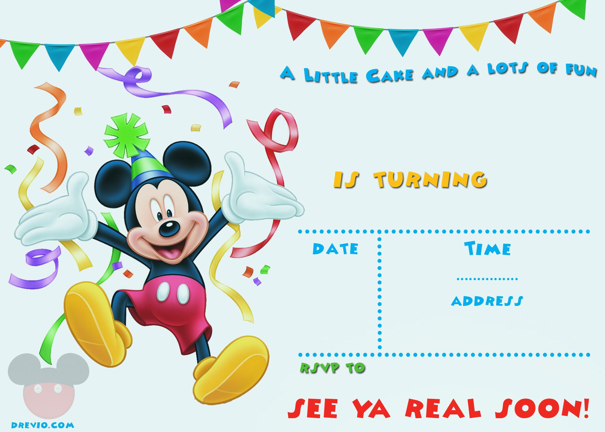 Free Printable Mickey Mouse Party Invitation Free Printable intended for sizing 2100 X 1500