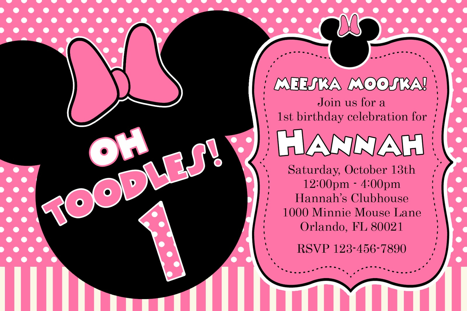 Free Printable Minnie Mouse 1st Birthday Invitations Birthday inside dimensions 1600 X 1067