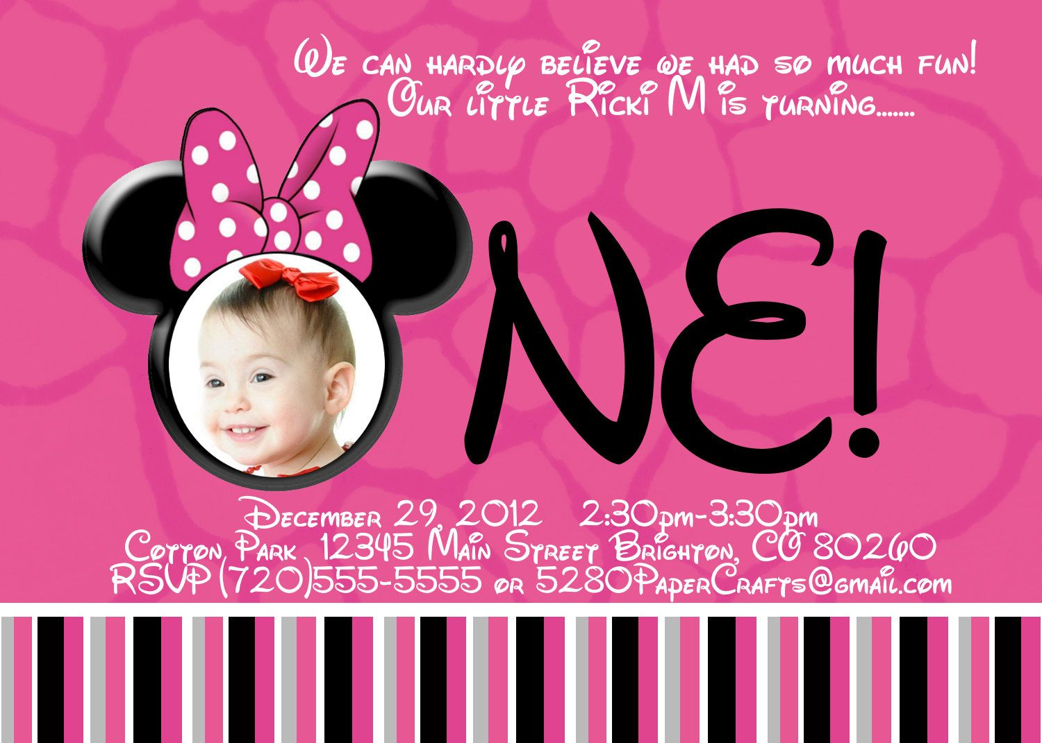 Free Printable Minnie Mouse 1st Birthday Invitations Birthday pertaining to measurements 1500 X 1071