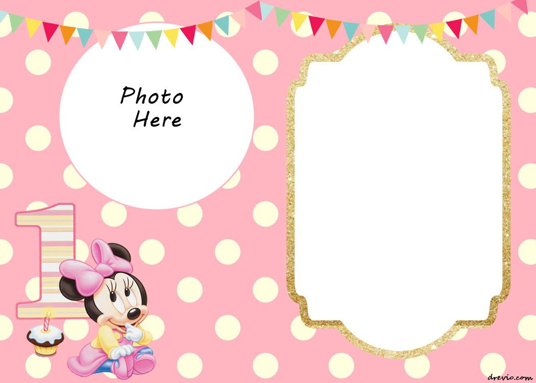 Free Printable Minnie Mouse 1st Invitation Free Printable intended for dimensions 1050 X 750