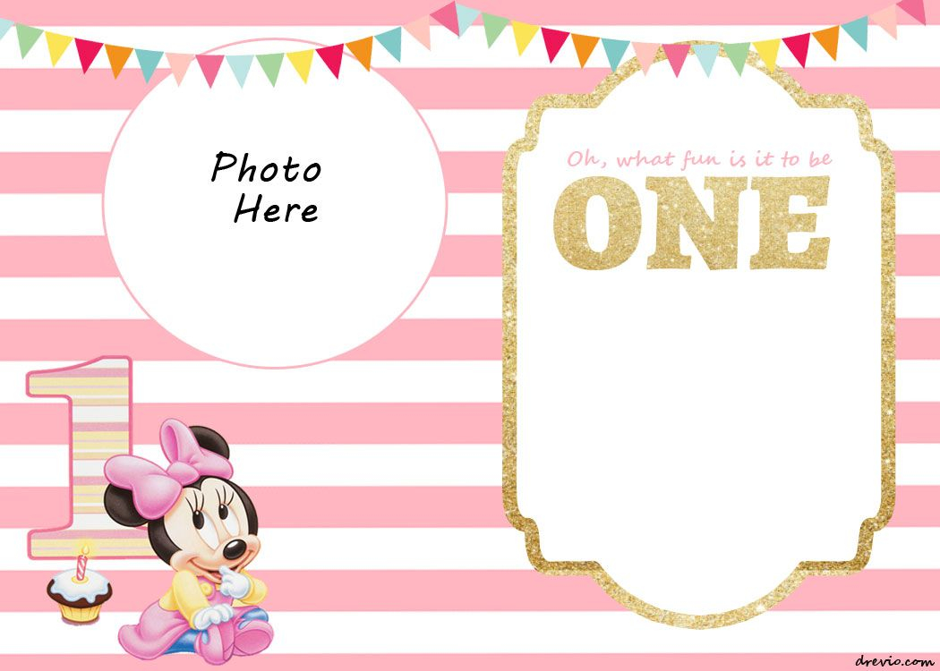 Free Printable Minnie Mouse 1st Invitation Free Printable within size 1050 X 750