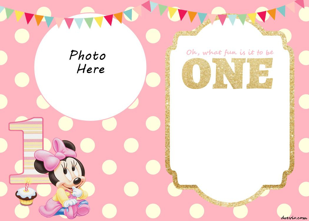 Free Printable Minnie Mouse 1st Invitation Free Printable within size 1050 X 750