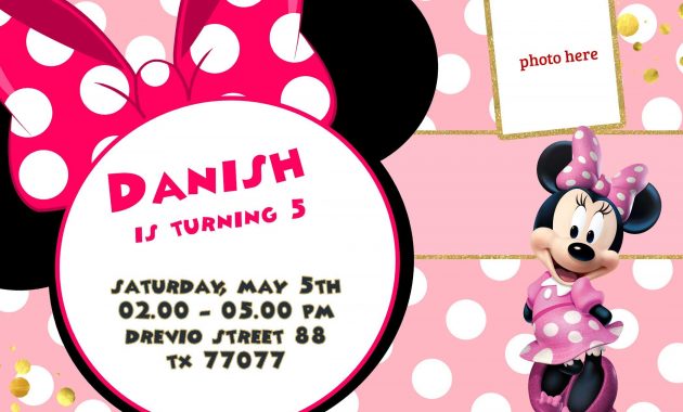 Free Printable Minnie Mouse Pinky Birthday Invitation Free in sizing 2100 X 1500