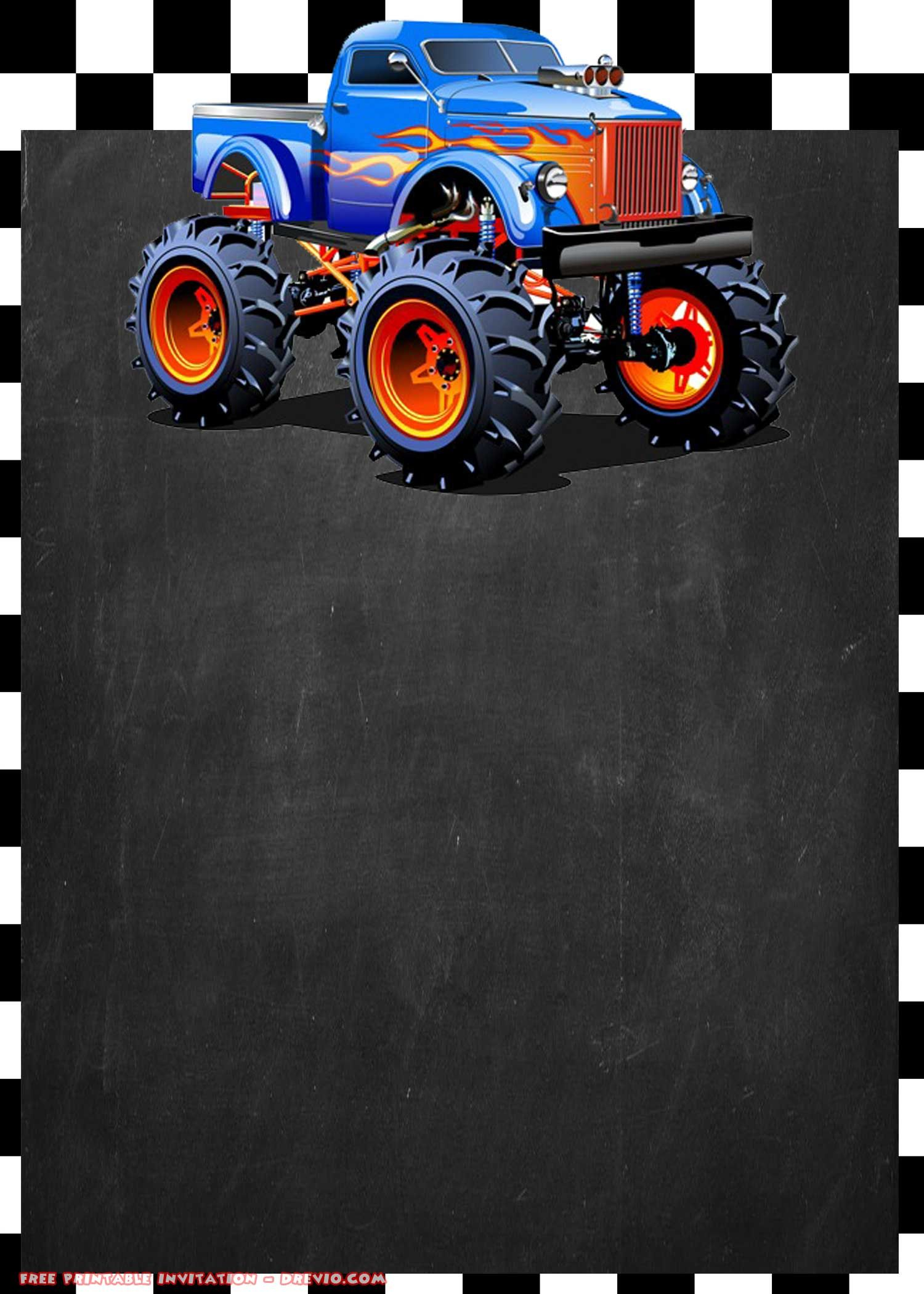 Free Printable Monster Truck Invitation Free Printable Birthday pertaining to dimensions 1500 X 2100