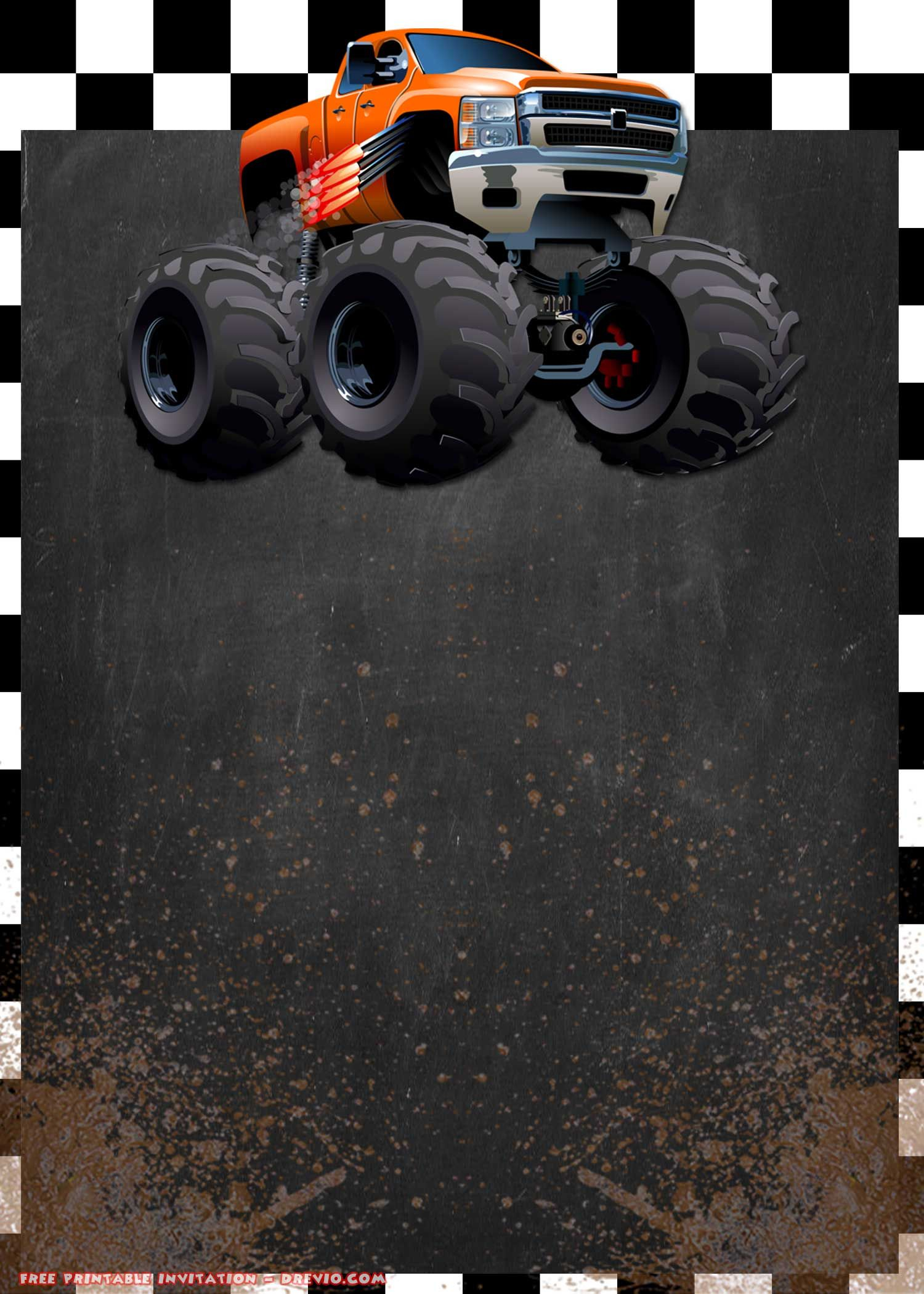 Free Printable Monster Truck Invitation Free Printable Birthday pertaining to dimensions 1500 X 2100