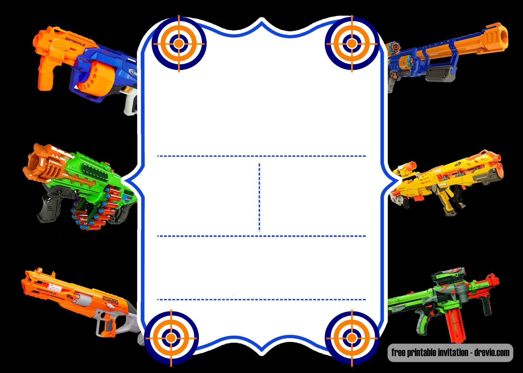 Free Printable Nerf Invitation Template New Free Printable for size 2100 X 1500