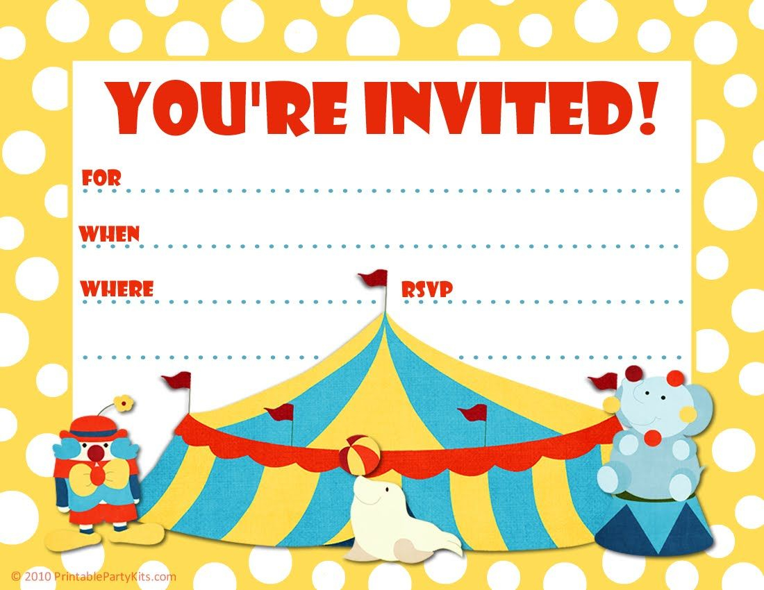 Free Printable Party Invitations Big Top Circus Themed Party Invite with regard to measurements 1100 X 850