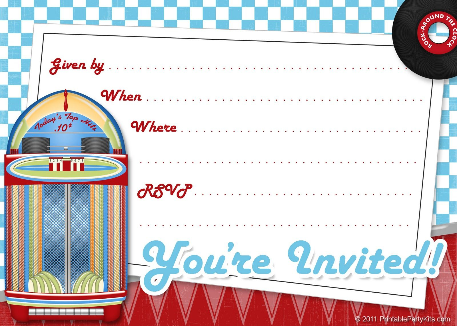 Free Printable Party Invitations Free Printable 1950s Party with regard to measurements 1600 X 1143