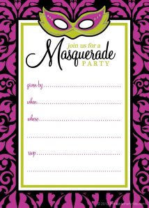 Free Printable Party Invitations Masquerade Or Mardi Gras Party for dimensions 1143 X 1600