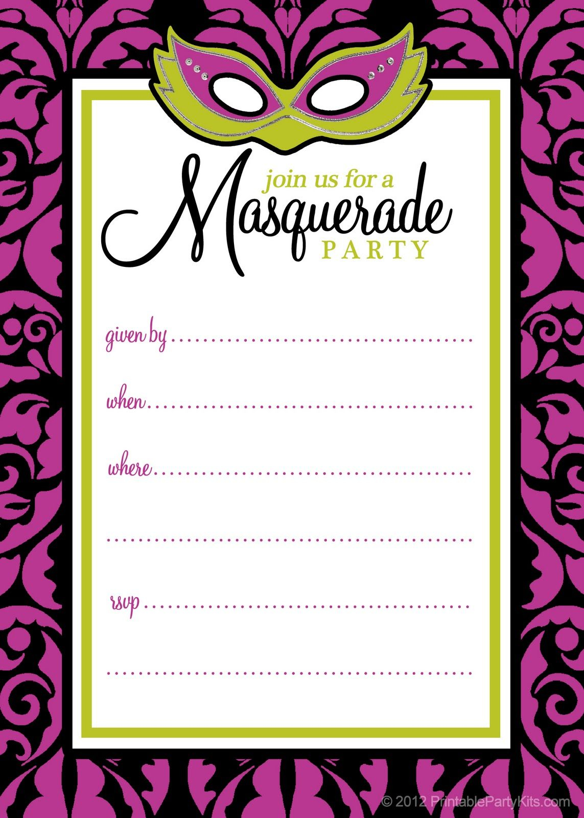 Free Printable Party Invitations Masquerade Or Mardi Gras Party pertaining to sizing 1143 X 1600