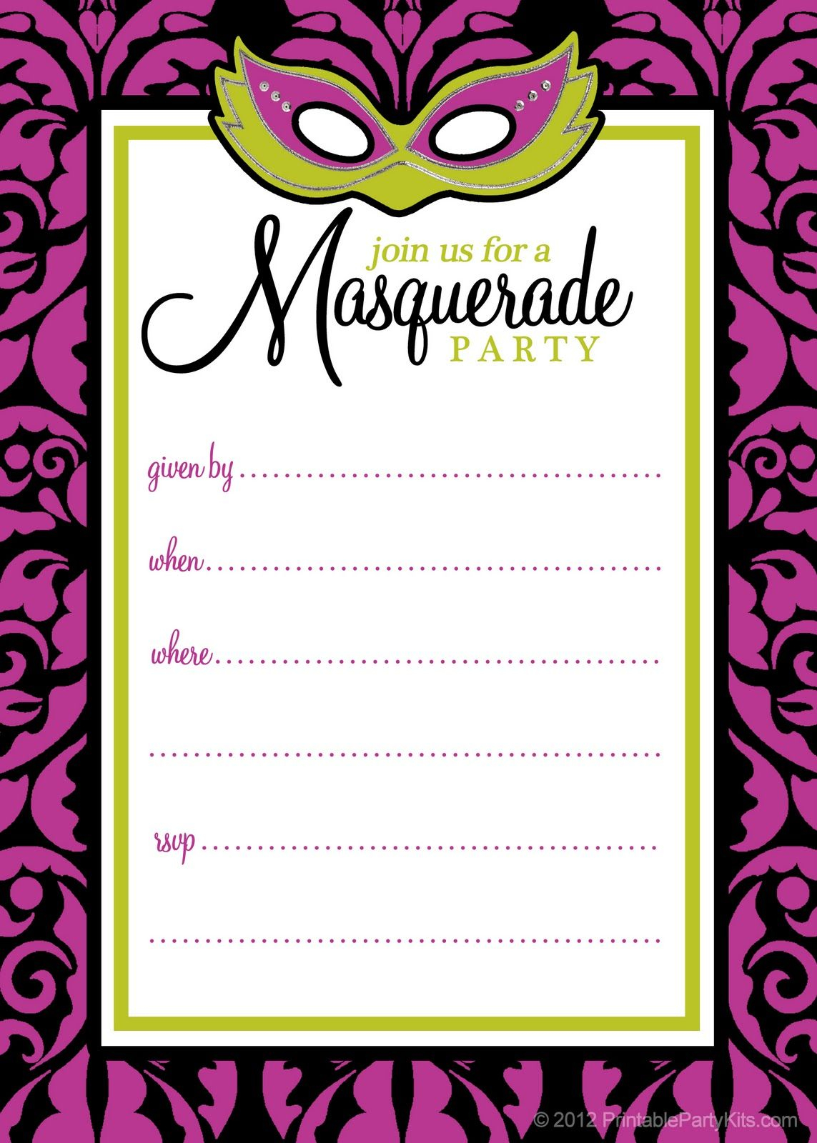 Free Printable Party Invitations Masquerade Or Mardi Gras Party throughout proportions 1143 X 1600