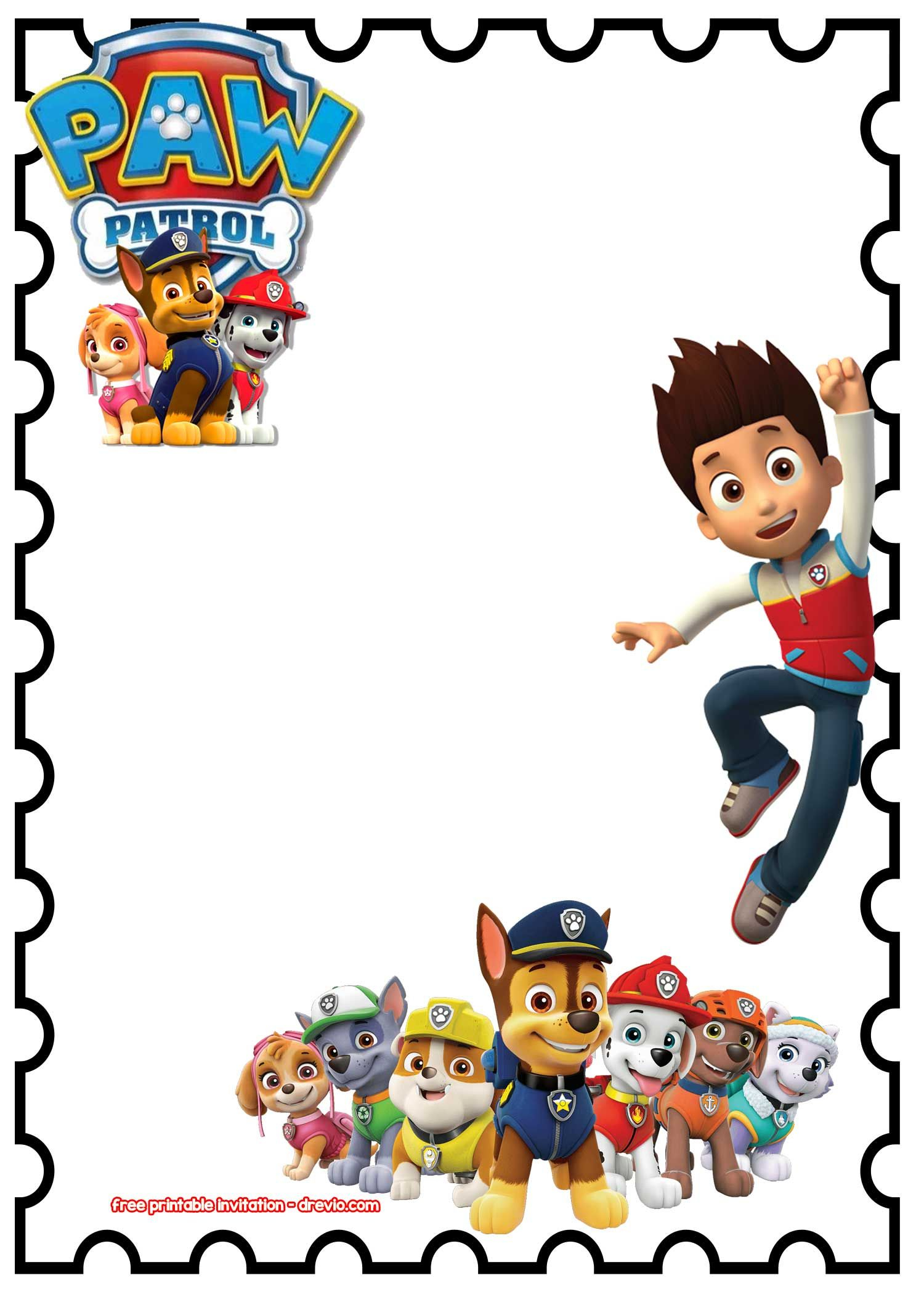 Free Printable Paw Patrol Birthday Invitation Chalkboard Psd pertaining to sizing 1500 X 2100