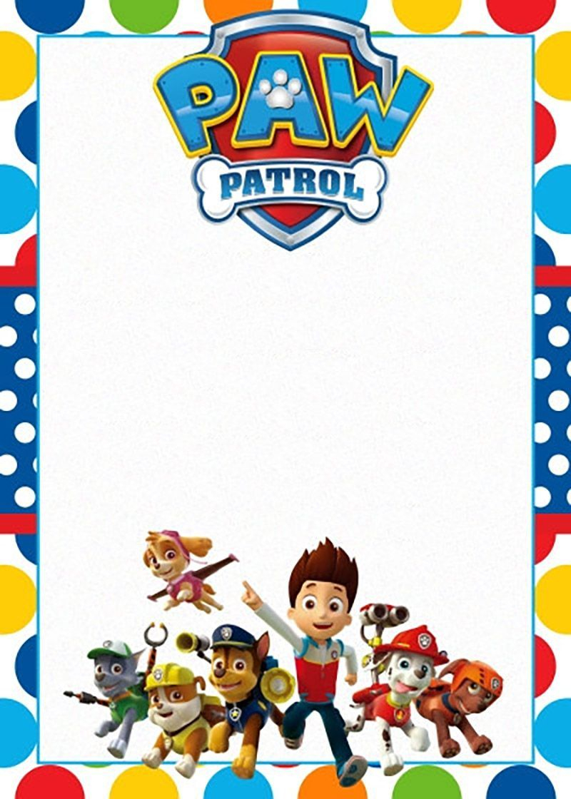 Free Printable Paw Patrol Invitation Template Background Fun In pertaining to proportions 800 X 1120